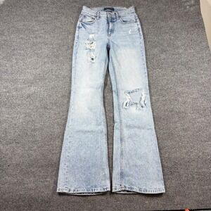 Aeropostale Jeans Women's 0 High Rise Flare Distressed Light Wash Casual